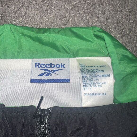 VTG 90s Reebok Windbreaker Jacket Women’s Large Green Black - Picture 5 of 8